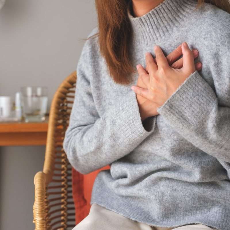 woman has shortness of breath from anxiety